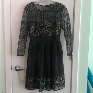 Olive green lace cocktail dress